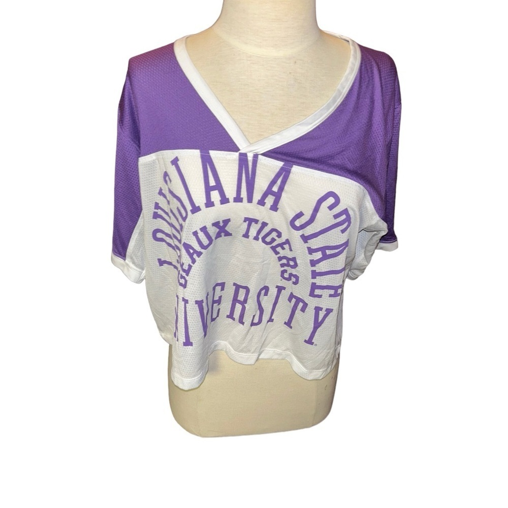 PINK Victoria’s Secret LSU Tigers crop jersey shirt top Size Large L